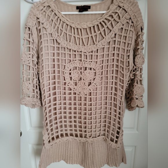 Vintage Simon Chang crochet sweater size small - Picture 2 of 12